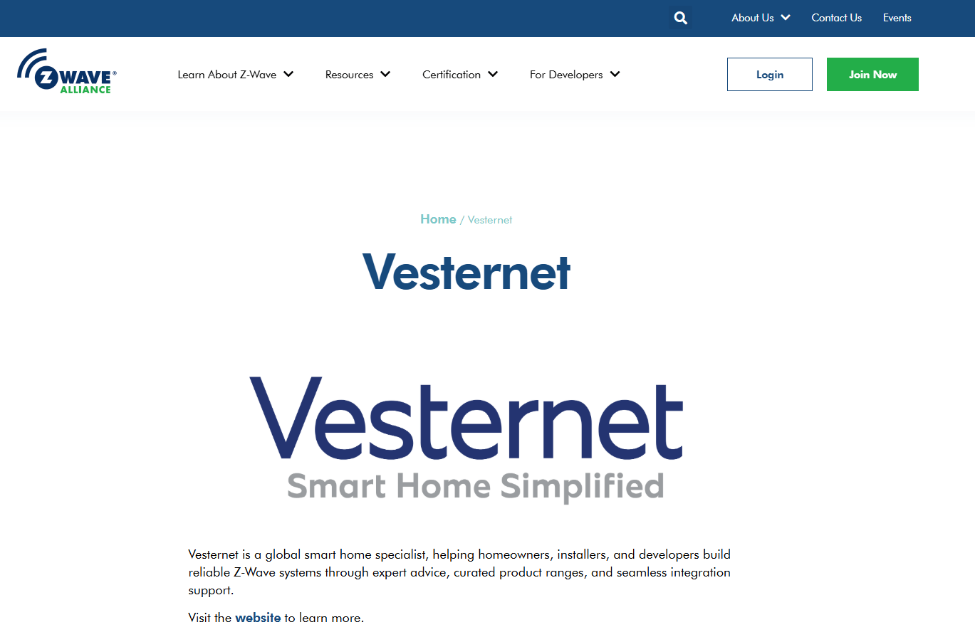 Vesternet Joins the Z-Wave Alliance - Vesternet