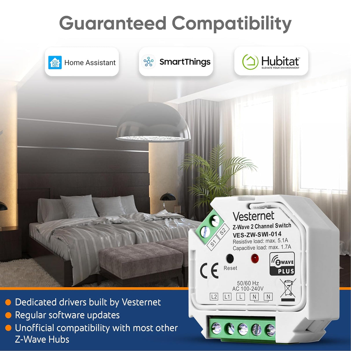 Vesternet Z - Wave 2 Channel Switch - VES - ZW - SWI - 014 - Vesternet