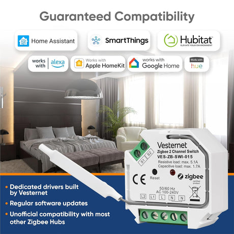 Vesternet Zigbee 2 Channel Switch - VES - ZB - SWI - 015 - Vesternet