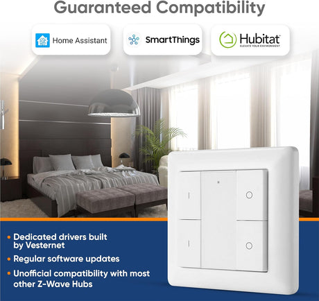Vesternet Z - Wave Wall Controller - 4 Button - VES - ZW - WAL - 008 - Vesternet