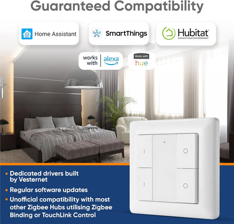 Vesternet Zigbee Wall Controller - 4 Button - VES - ZB - WAL - 011 - Vesternet