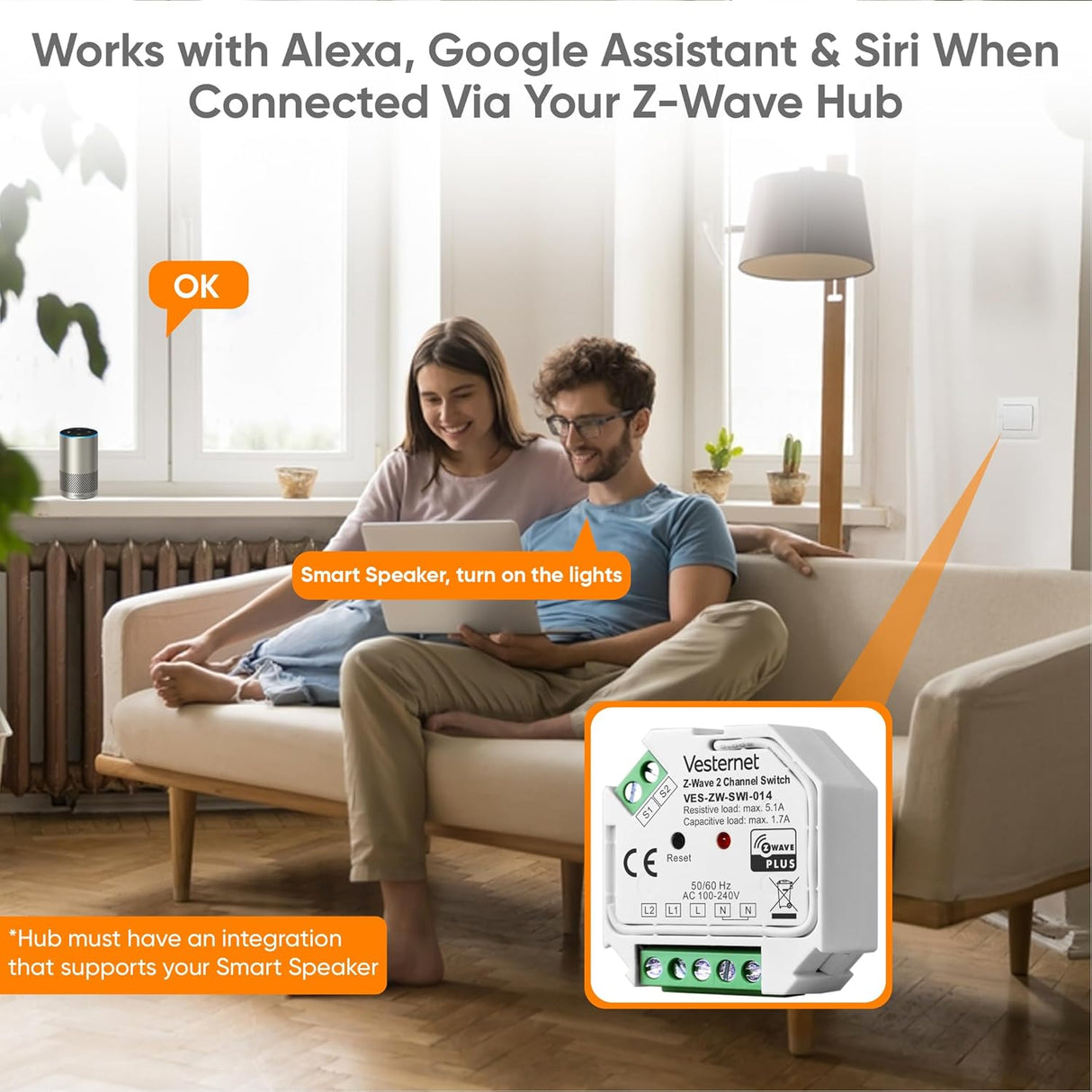 Vesternet Z - Wave 2 Channel Switch - VES - ZW - SWI - 014 - Vesternet