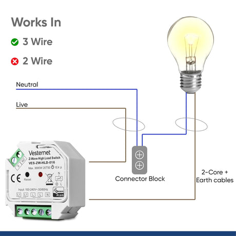 Vesternet Z - Wave High Load Switch - VES - ZW - HLD - 016 - Vesternet