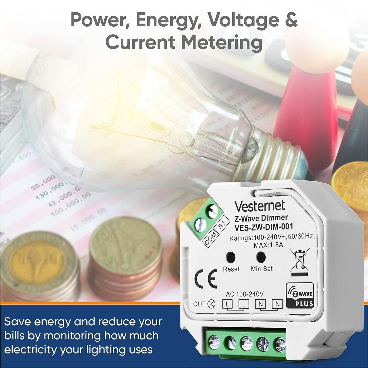Vesternet Z - Wave Dimmer - VES - ZW - DIM - 001 - Vesternet