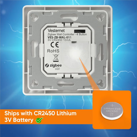 Vesternet Zigbee Wall Controller - 4 Button - VES - ZB - WAL - 011 - Vesternet