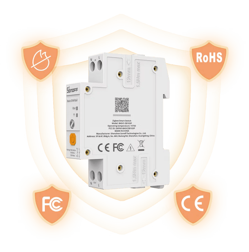 Zigbee Sonoff Single-Channel DIN Rail Switch - SONLZBASIC1GSP - Vesternet