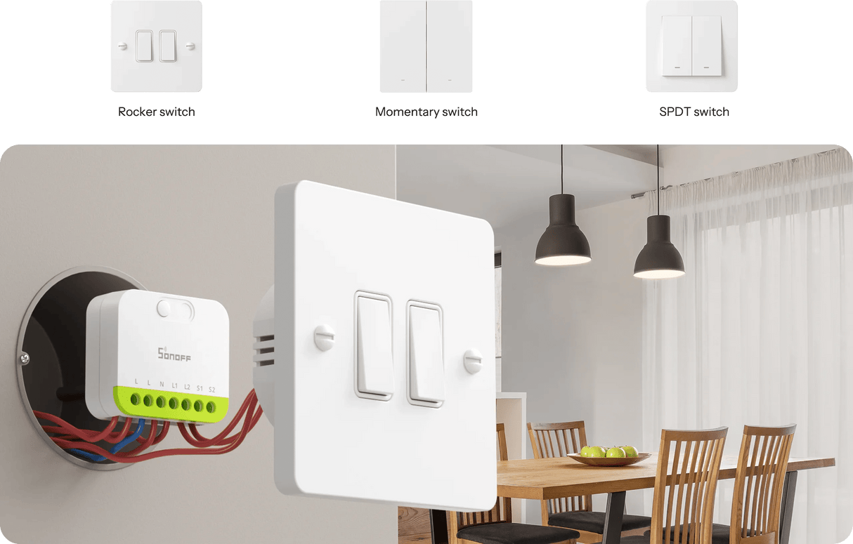 Zigbee Sonoff Mini Duo 2-Gang Smart Switch - SONZMINIZB2GS - Vesternet