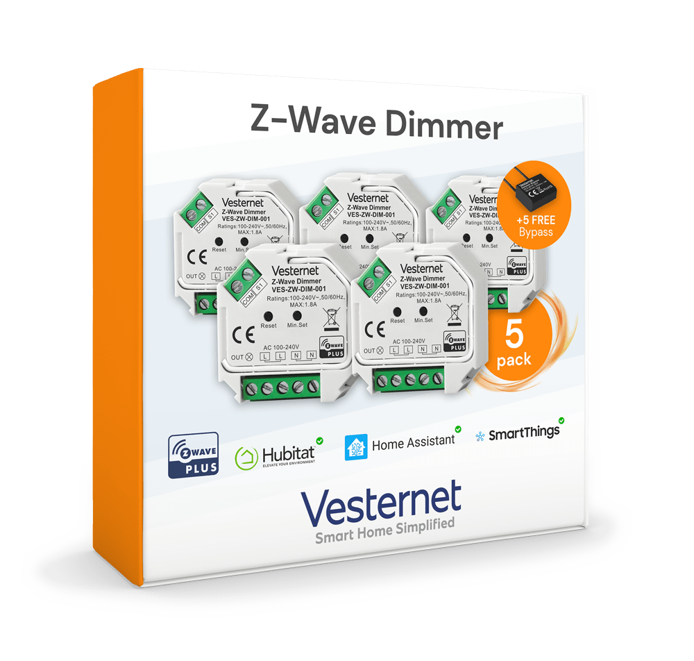 Vesternet Z - Wave Dimmer - VES - ZW - DIM - 001 - 5PACK - Vesternet