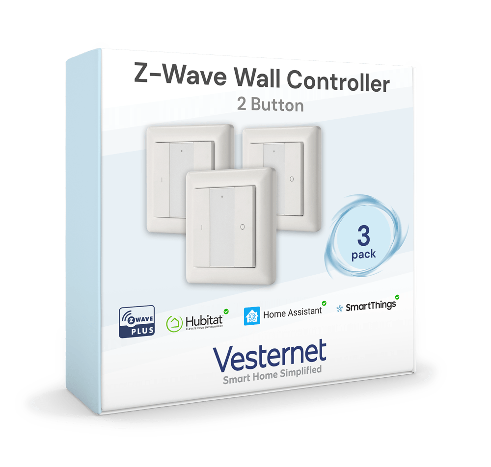 Vesternet Z - Wave Wall Controller - 2 Button - VES - ZW - WAL - 003 - 3PACK - Vesternet