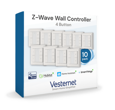 Vesternet Z - Wave Wall Controller - 4 Button - VES - ZW - WAL - 008 - 10PACK - Vesternet