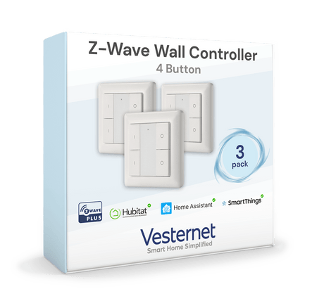 Vesternet Z - Wave Wall Controller - 4 Button - VES - ZW - WAL - 008 - 3PACK - Vesternet