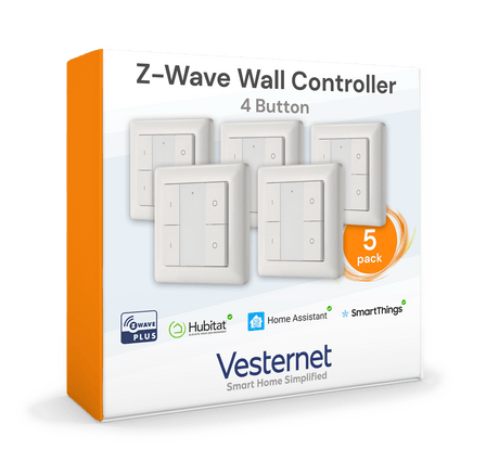 Vesternet Z - Wave Wall Controller - 4 Button - VES - ZW - WAL - 008 - 5PACK - Vesternet