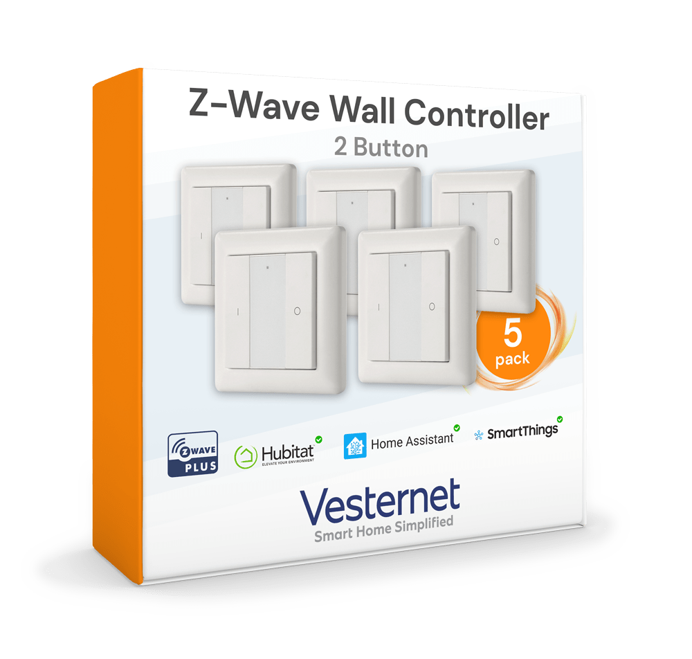 Vesternet Z - Wave Wall Controller - 2 Button - VES - ZW - WAL - 003 - 5PACK - Vesternet