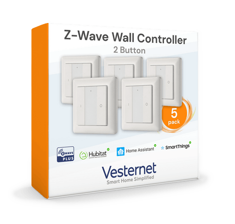 Vesternet Z - Wave Wall Controller - 2 Button - VES - ZW - WAL - 003 - 5PACK - Vesternet