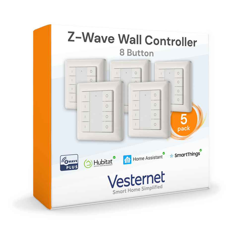 Vesternet Z - Wave Wall Controller - 8 Button - VES - ZW - WAL - 009 - 5PACK - Vesternet