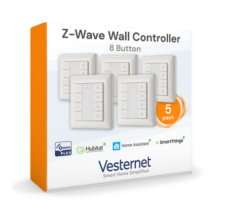 Vesternet Z - Wave Wall Controller - 8 Button - VES - ZW - WAL - 009 - 5PACK - Vesternet
