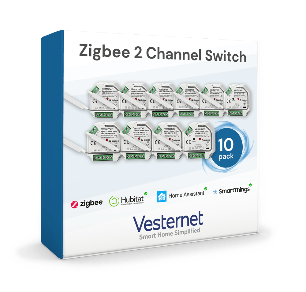 Vesternet Zigbee 2 Channel Switch - VES - ZB - SWI - 015 - 10PACK - Vesternet