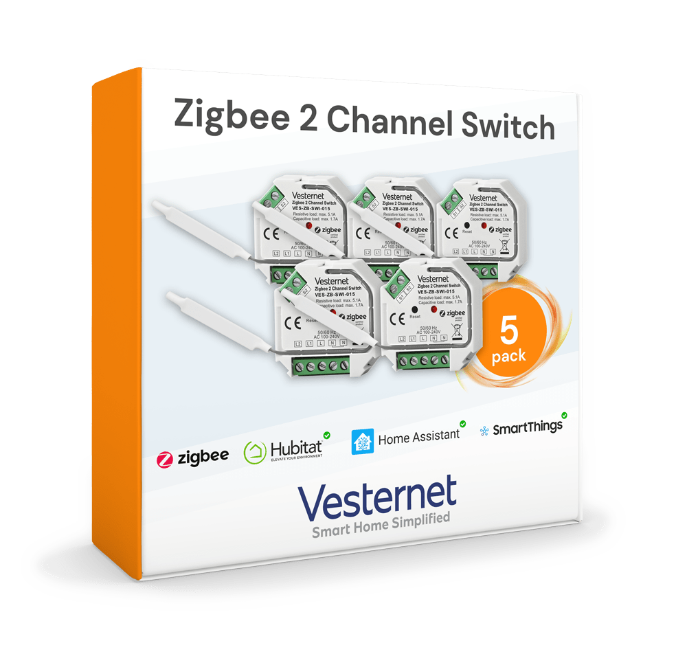 Vesternet Zigbee 2 Channel Switch - VES - ZB - SWI - 015 - 5PACK - Vesternet