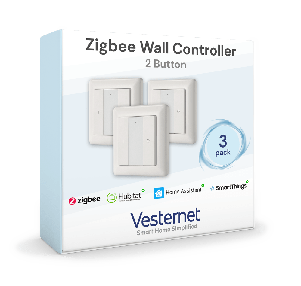 Vesternet Zigbee Wall Controller - 2 Button - VES - ZB - WAL - 006 - 3PACK - Vesternet