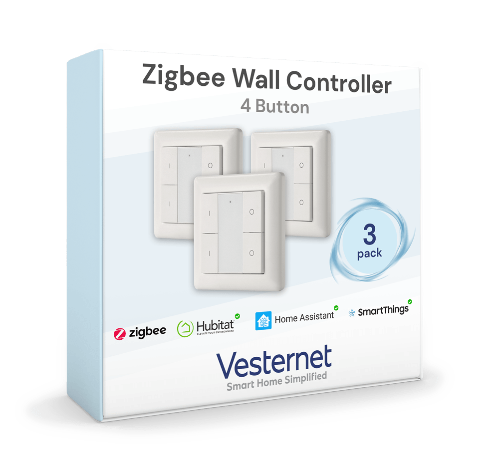 Vesternet Zigbee Wall Controller - 4 Button - VES - ZB - WAL - 011 - 3PACK - Vesternet