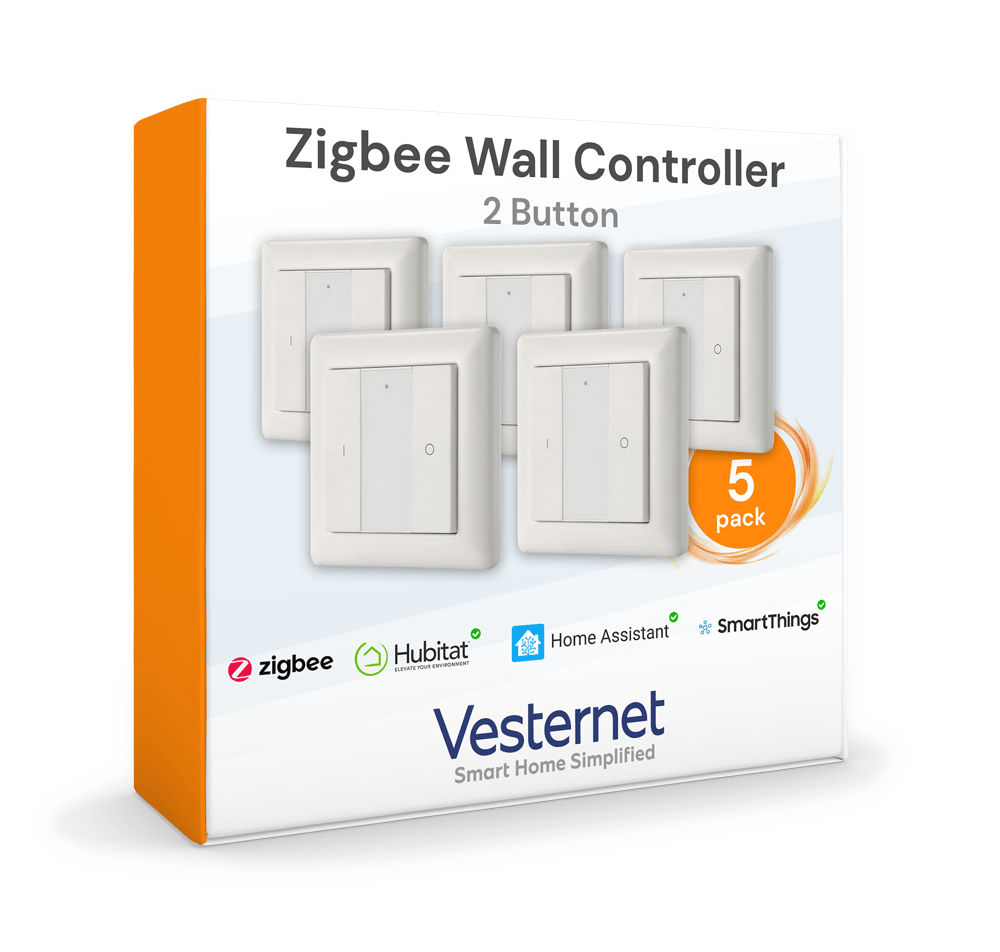 Vesternet Zigbee Wall Controller - 2 Button - VES - ZB - WAL - 006 - 5PACK - Vesternet