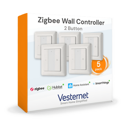 Vesternet Zigbee Wall Controller - 2 Button - VES - ZB - WAL - 006 - 5PACK - Vesternet