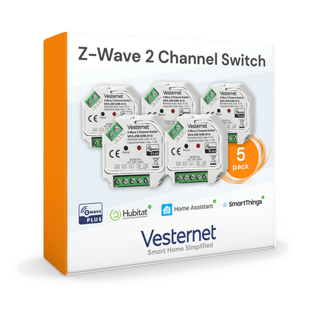 Vesternet Z - Wave 2 Channel Switch - VES - ZW - SWI - 014 - 5PACK - Vesternet