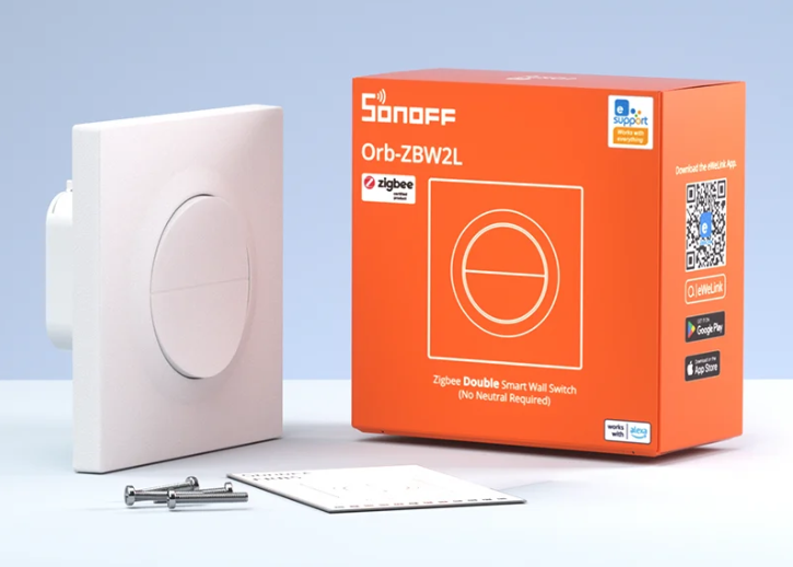 Zigbee Sonoff Double Smart Wall Switch without Neutral - SONZORBZB2GSL - Vesternet