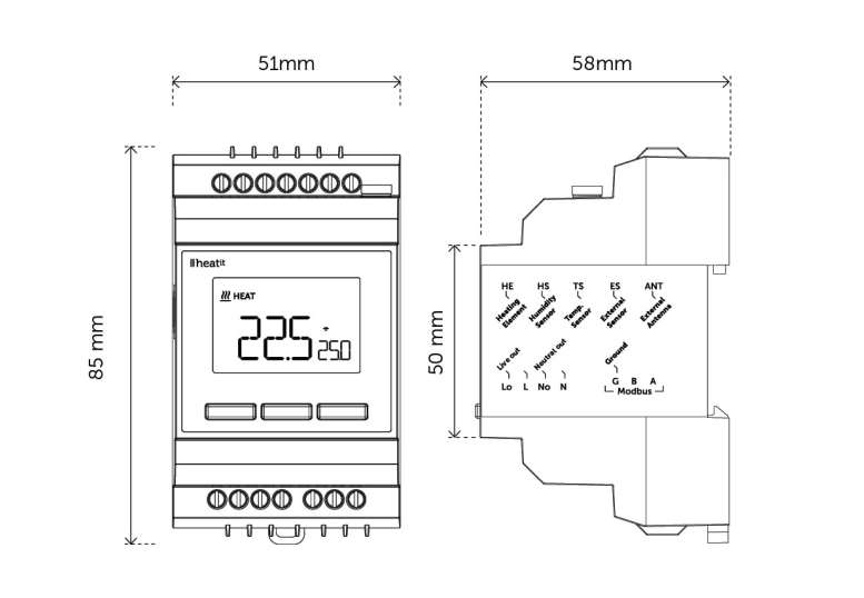 Heatit DIN Smart Thermostat - HEAE5430459 - Vesternet