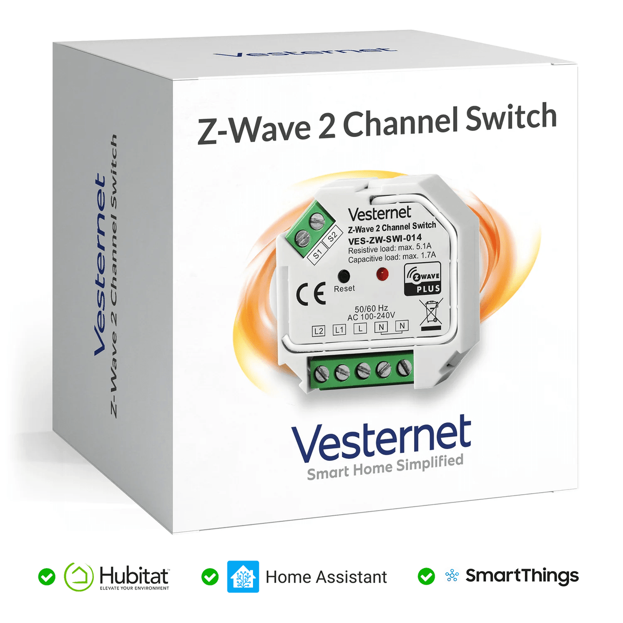 Vesternet Z - Wave 2 Channel Switch - VES - ZW - SWI - 014 - Vesternet