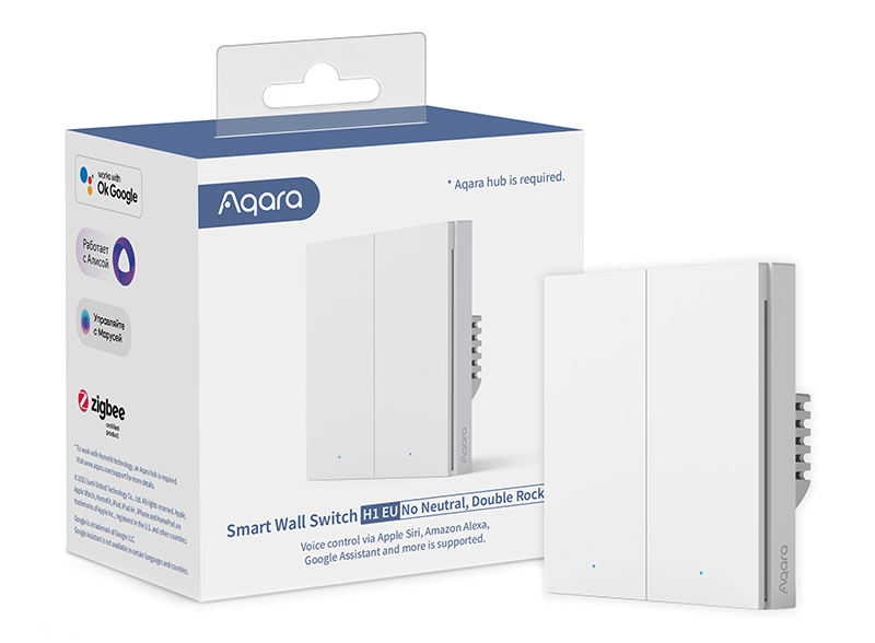 Aqara Smart Wall Switch H1 (no neutral, double rocker) - WS - EUK02 - Vesternet