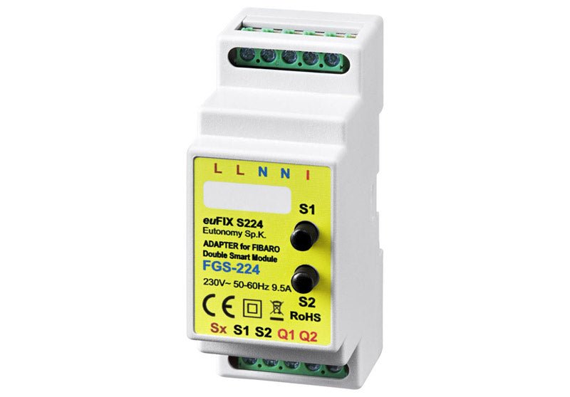 Eutonomy euFIX Adapter DIN for Fibaro Double Smart Module (with Push - Buttons) - S224 - Vesternet