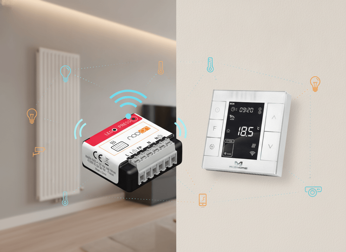NodOn Zigbee Pilot Wire Heating Module vs Z-Wave Plus MCO Home Electrical Heating Thermostat: Which Smart Heating Controller Suits Your Home?