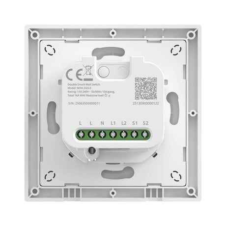 Zigbee Sonoff Double Smart Wall Switch without Neutral - SONZORBZB2GSL - Vesternet