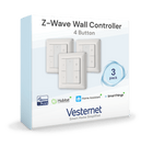Vesternet Z - Wave Wall Controller - 4 Button - VES - ZW - WAL - 008 - 3PACK - Vesternet