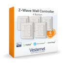 Vesternet Z - Wave Wall Controller - 4 Button - VES - ZW - WAL - 008 - 5PACK - Vesternet