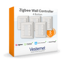 Vesternet Zigbee Wall Controller - 4 Button - VES - ZB - WAL - 011 - 5PACK - Vesternet