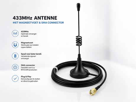 RFXCom 433 MHz Antenna with Magnetic Base and 1m Cable -  - Vesternet