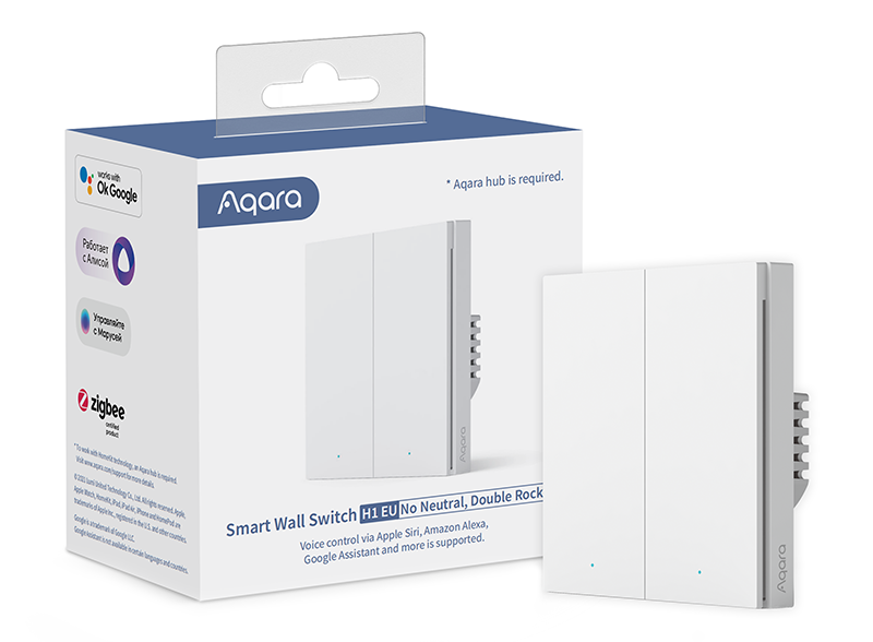 Aqara Smart Wall Switch H1 (kein Nullleiter, Doppelwippe)