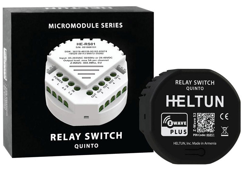 Z-Wave Plus V2 Heltun Relay Switch Quinto