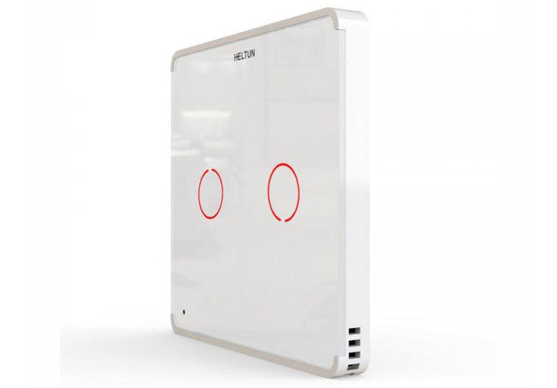 Z-Wave Plus V2 Heltun Touch Panel Switch - Two Buttons - White