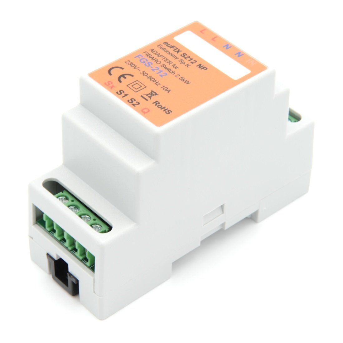 Eutonomy euFIX Adapter DIN for Fibaro Relay Switch 3kW - S212NP - Vesternet