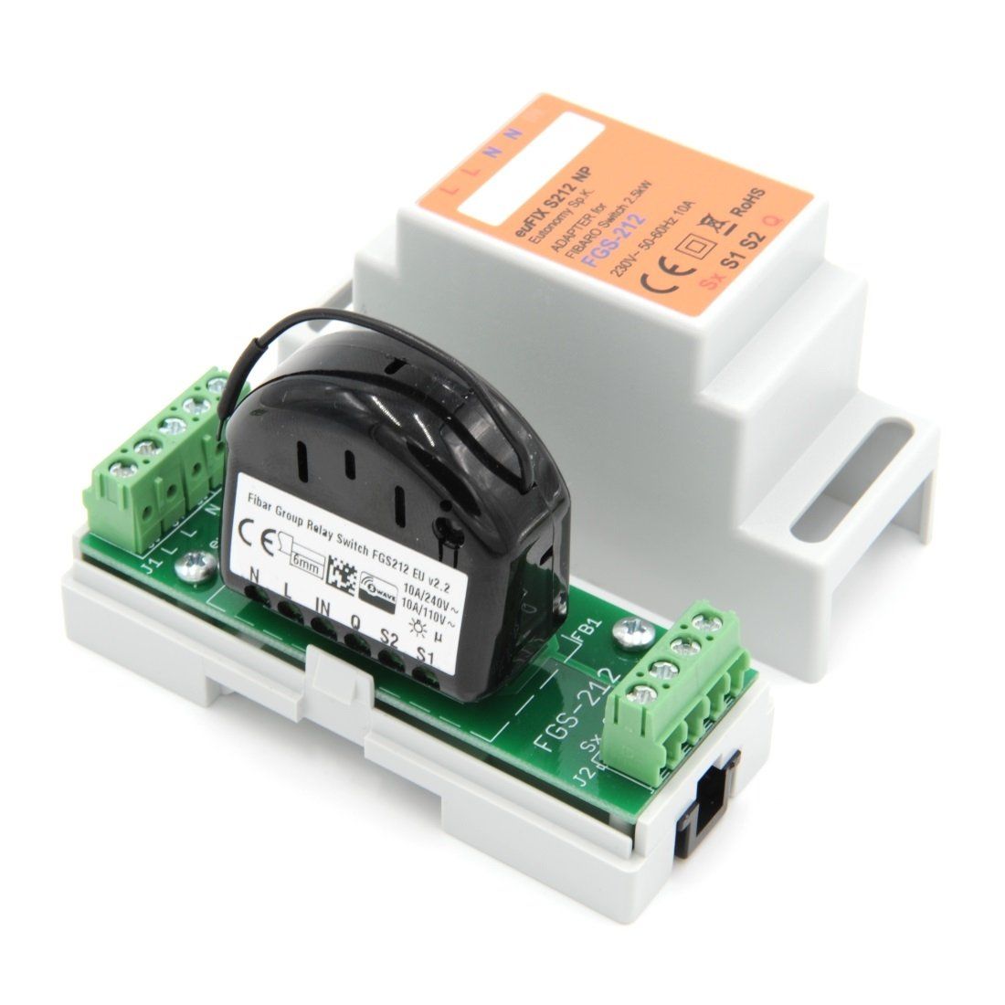 Eutonomy euFIX Adapter DIN for Fibaro Relay Switch 3kW - S212NP - Vesternet