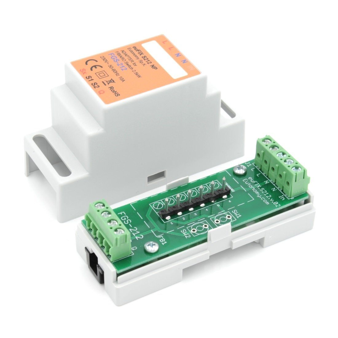 Eutonomy euFIX Adapter DIN for Fibaro Relay Switch 3kW - S212NP - Vesternet