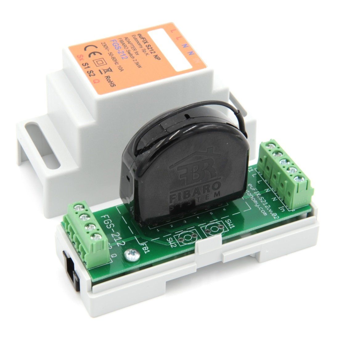 Eutonomy euFIX Adapter DIN for Fibaro Relay Switch 3kW - S212NP - Vesternet
