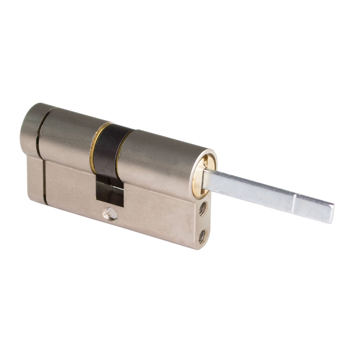 Poly Control Lince CPlus cylinder, 30 - 30, D cam, Nickel finish, 5 keys - POL_DCE33030NID5 - Vesternet